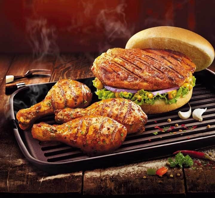 Burger Grillé, 3 Morceaux de Poulet